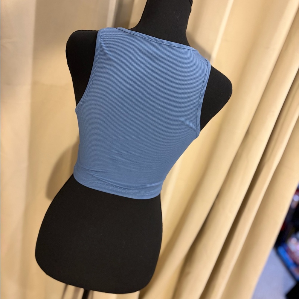 Blue Ribbed Tank Top - Picture 2 of 3
